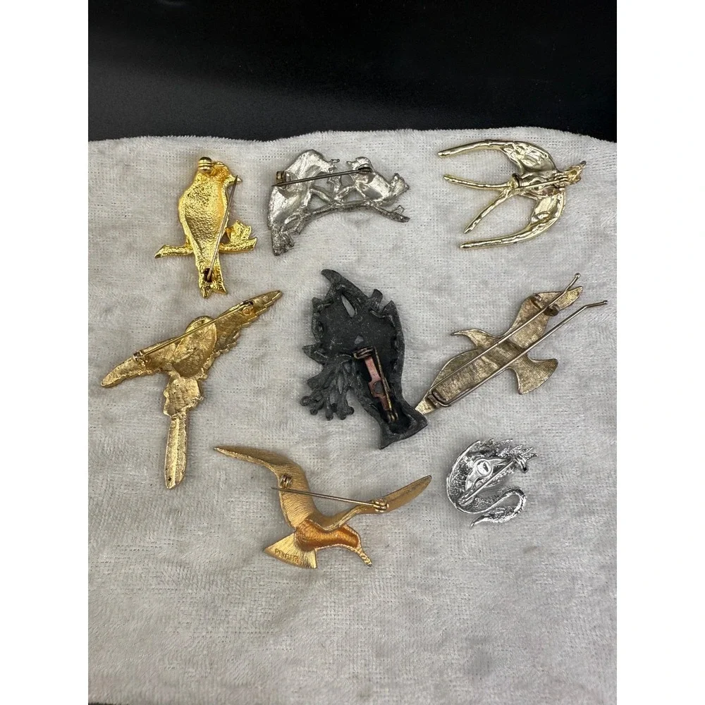 Vintage Bird‎ Brooch Lot Silver Tone